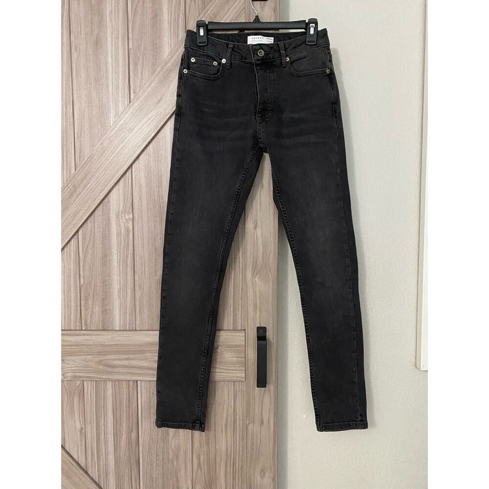NWOT Topman black button fly stretch skinny jeans 28/32